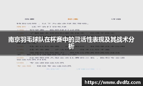 南京羽毛球队在杯赛中的灵活性表现及其战术分析
